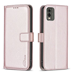 Handytasche Stand Schutzhülle Flip Leder Hülle B17F für Nokia C210 Rosegold