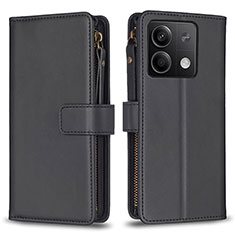 Handytasche Stand Schutzhülle Flip Leder Hülle B17F für Xiaomi Redmi Note 13 5G Schwarz