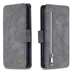 Handytasche Stand Schutzhülle Flip Leder Hülle B18F für Samsung Galaxy A71 5G Grau