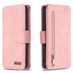 Handytasche Stand Schutzhülle Flip Leder Hülle B18F für Samsung Galaxy A91 Rosegold