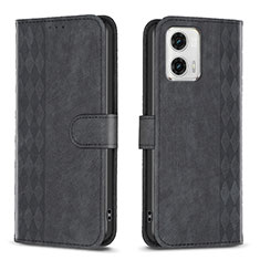 Handytasche Stand Schutzhülle Flip Leder Hülle B21F für Motorola Moto G73 5G Schwarz