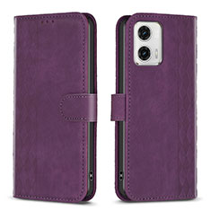 Handytasche Stand Schutzhülle Flip Leder Hülle B21F für Motorola Moto G73 5G Violett