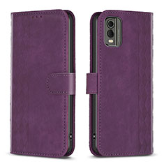 Handytasche Stand Schutzhülle Flip Leder Hülle B21F für Nokia C210 Violett