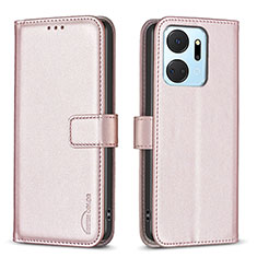 Handytasche Stand Schutzhülle Flip Leder Hülle B22F für Huawei Honor X7a Rosegold