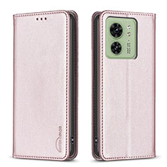 Handytasche Stand Schutzhülle Flip Leder Hülle B22F für Motorola Moto Edge (2023) 5G Rosegold