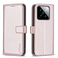 Handytasche Stand Schutzhülle Flip Leder Hülle B22F für Xiaomi Mi 14 5G Rosegold