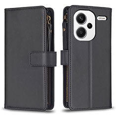 Handytasche Stand Schutzhülle Flip Leder Hülle B22F für Xiaomi Redmi Note 13 Pro+ Plus 5G Schwarz