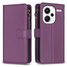 Handytasche Stand Schutzhülle Flip Leder Hülle B22F für Xiaomi Redmi Note 13 Pro+ Plus 5G Violett