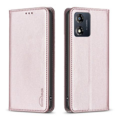 Handytasche Stand Schutzhülle Flip Leder Hülle B23F für Motorola Moto E13 Rosegold