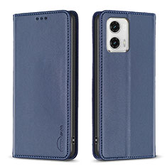 Handytasche Stand Schutzhülle Flip Leder Hülle B23F für Motorola Moto G73 5G Blau