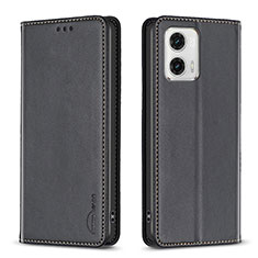 Handytasche Stand Schutzhülle Flip Leder Hülle B23F für Motorola Moto G73 5G Schwarz