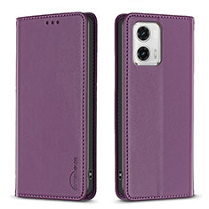 Handytasche Stand Schutzhülle Flip Leder Hülle B23F für Motorola Moto G73 5G Violett