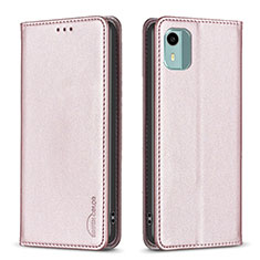 Handytasche Stand Schutzhülle Flip Leder Hülle B23F für Nokia C12 Rosegold