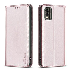 Handytasche Stand Schutzhülle Flip Leder Hülle B23F für Nokia C210 Rosegold