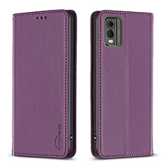 Handytasche Stand Schutzhülle Flip Leder Hülle B23F für Nokia C210 Violett