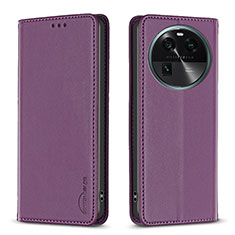 Handytasche Stand Schutzhülle Flip Leder Hülle B24F für Oppo Find X6 5G Violett