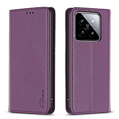 Handytasche Stand Schutzhülle Flip Leder Hülle B24F für Xiaomi Mi 14 Pro 5G Violett