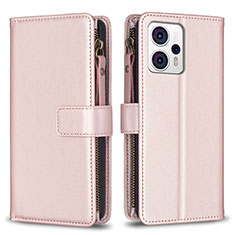 Handytasche Stand Schutzhülle Flip Leder Hülle B25F für Motorola Moto G13 Rosegold