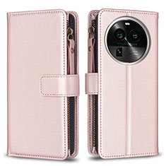 Handytasche Stand Schutzhülle Flip Leder Hülle B26F für Oppo Find X6 5G Rosegold