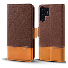 Handytasche Stand Schutzhülle Flip Leder Hülle BF18 für Samsung Galaxy S24 Ultra 5G Braun