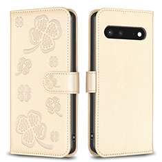 Handytasche Stand Schutzhülle Flip Leder Hülle Blumen BF1 für Google Pixel 7 5G Gold