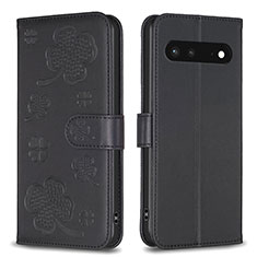 Handytasche Stand Schutzhülle Flip Leder Hülle Blumen BF1 für Google Pixel 7 5G Schwarz