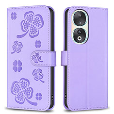 Handytasche Stand Schutzhülle Flip Leder Hülle Blumen BF1 für Huawei Honor 90 5G Violett