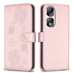 Handytasche Stand Schutzhülle Flip Leder Hülle Blumen BF1 für Huawei Honor 90 Pro 5G Rosegold