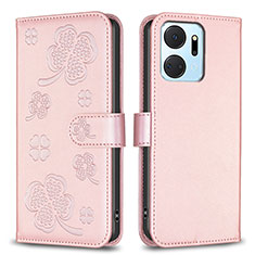 Handytasche Stand Schutzhülle Flip Leder Hülle Blumen BF1 für Huawei Honor X7a Rosegold