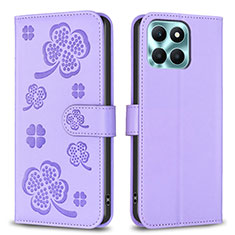 Handytasche Stand Schutzhülle Flip Leder Hülle Blumen BF1 für Huawei Honor X8b Violett