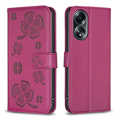 Handytasche Stand Schutzhülle Flip Leder Hülle Blumen BF1 für Oppo A18 Pink