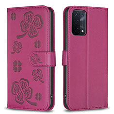 Handytasche Stand Schutzhülle Flip Leder Hülle Blumen BF1 für Oppo A54 5G Pink