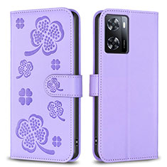 Handytasche Stand Schutzhülle Flip Leder Hülle Blumen BF1 für Oppo A57 4G Violett