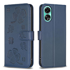 Handytasche Stand Schutzhülle Flip Leder Hülle Blumen BF1 für Oppo A78 4G Blau