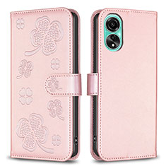 Handytasche Stand Schutzhülle Flip Leder Hülle Blumen BF1 für Oppo A78 4G Rosegold