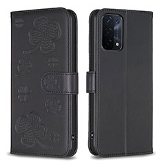 Handytasche Stand Schutzhülle Flip Leder Hülle Blumen BF1 für Oppo A93 5G Schwarz