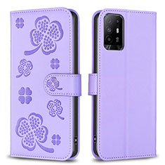 Handytasche Stand Schutzhülle Flip Leder Hülle Blumen BF1 für Oppo A94 5G Violett