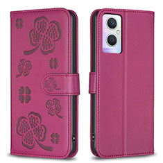 Handytasche Stand Schutzhülle Flip Leder Hülle Blumen BF1 für Oppo A96 5G Pink