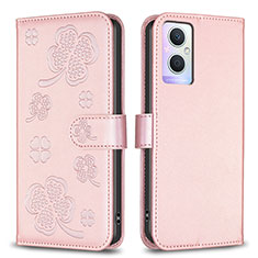 Handytasche Stand Schutzhülle Flip Leder Hülle Blumen BF1 für Oppo A96 5G Rosegold