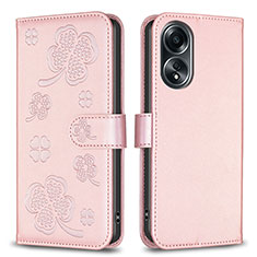 Handytasche Stand Schutzhülle Flip Leder Hülle Blumen BF1 für Oppo A98 5G Rosegold