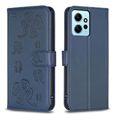 Handytasche Stand Schutzhülle Flip Leder Hülle Blumen BF1 für Xiaomi Redmi Note 12 4G Blau