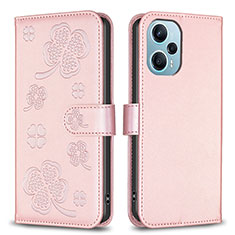 Handytasche Stand Schutzhülle Flip Leder Hülle Blumen BF1 für Xiaomi Redmi Note 12 Turbo 5G Rosegold