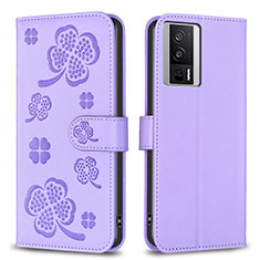 Handytasche Stand Schutzhülle Flip Leder Hülle Blumen BF2 für Xiaomi Redmi K60 5G Violett