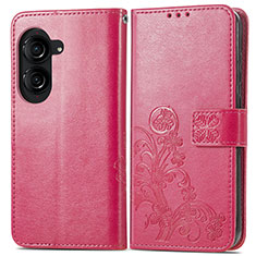 Handytasche Stand Schutzhülle Flip Leder Hülle Blumen für Asus ZenFone 10 Pink