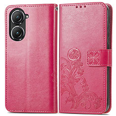 Handytasche Stand Schutzhülle Flip Leder Hülle Blumen für Asus Zenfone 9 Pink