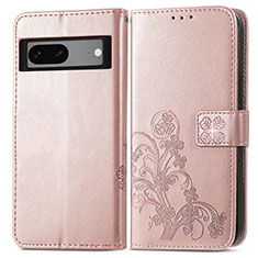 Handytasche Stand Schutzhülle Flip Leder Hülle Blumen für Google Pixel 7 5G Rosegold