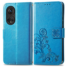 Handytasche Stand Schutzhülle Flip Leder Hülle Blumen für Huawei Honor 50 5G Blau