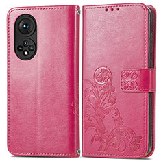 Handytasche Stand Schutzhülle Flip Leder Hülle Blumen für Huawei Honor 50 5G Pink