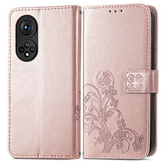 Handytasche Stand Schutzhülle Flip Leder Hülle Blumen für Huawei Honor 50 5G Rosegold