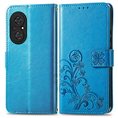 Handytasche Stand Schutzhülle Flip Leder Hülle Blumen für Huawei Honor 50 SE 5G Blau